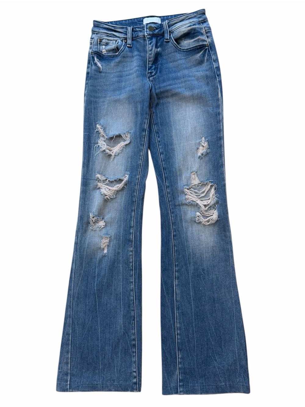 Petra 153 Blue Distressed Flare Jeans